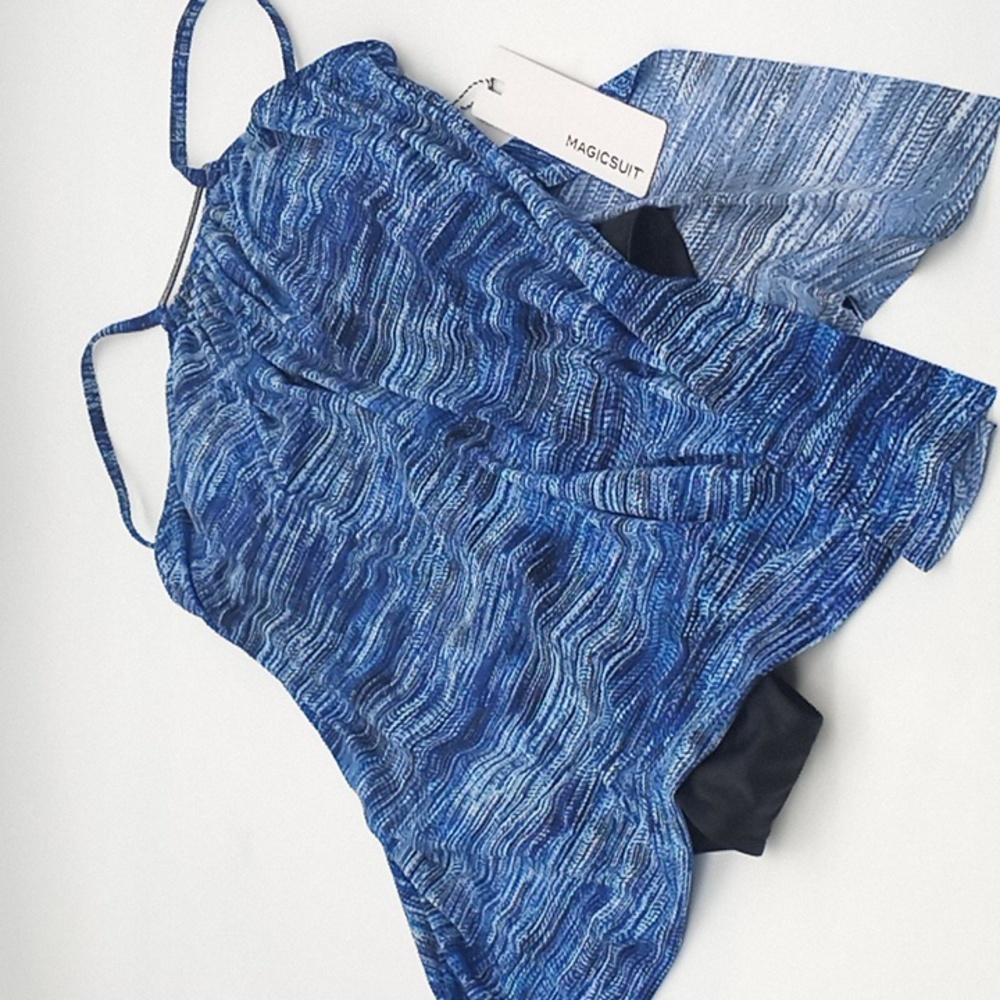 Magicsuit Blue Jean Parker Tummy-Control One-Piece Swim Dress Blue 12